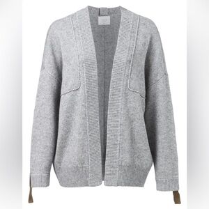 YAYA wool cardigan gray with olive green detail on sleeves open front size M